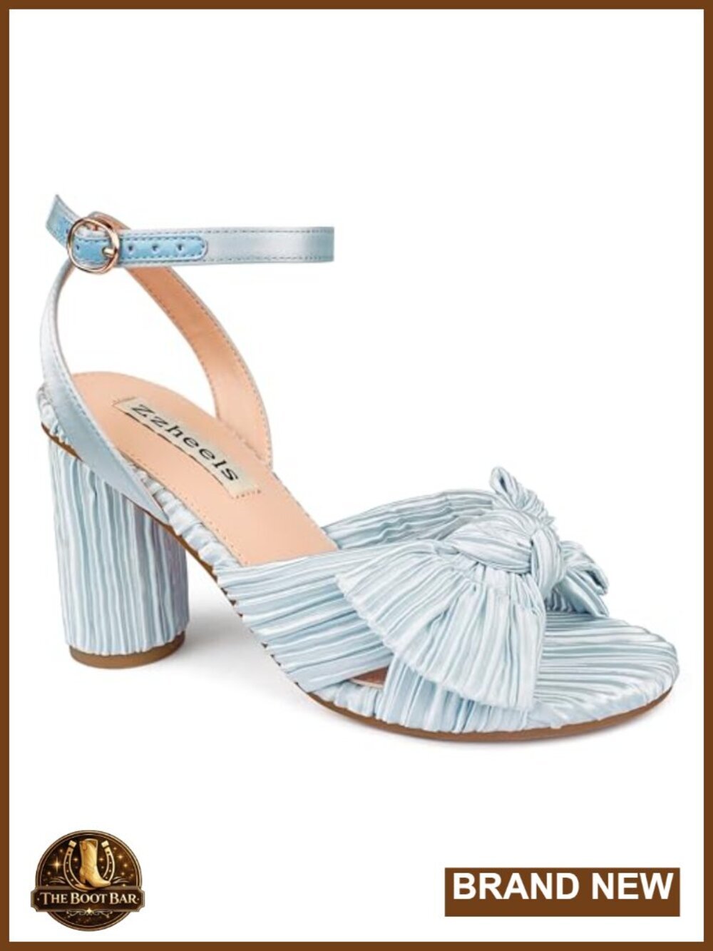 Chunky Block Heel Sandals with Bow Ankle Strap Open Toe